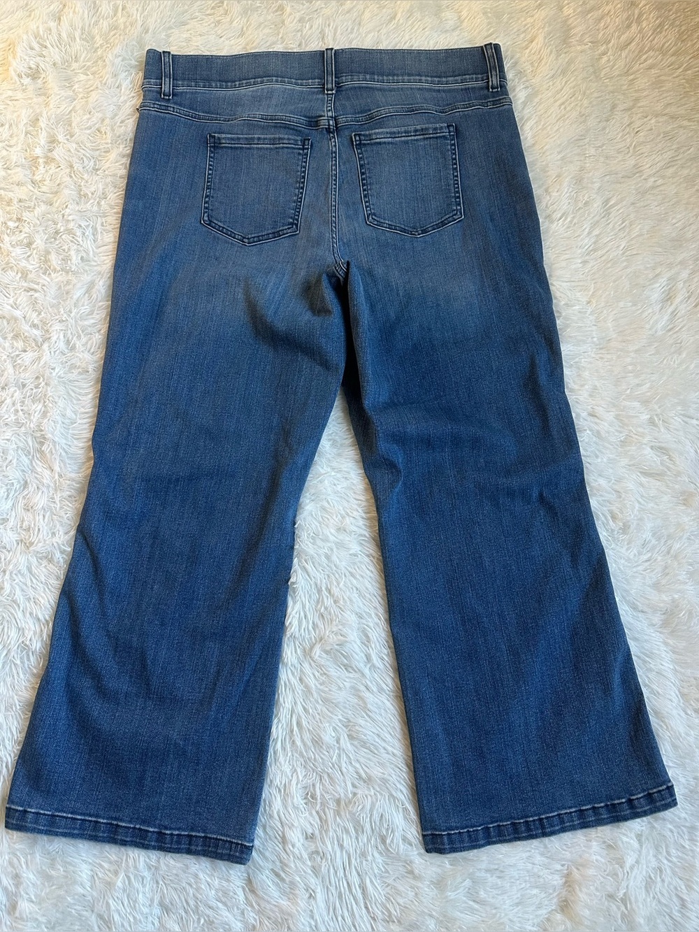 SPANX Blue Wide-Leg Cropped Jeans High Rise  pull on Denim 2X Casual - Picture 3 of 11